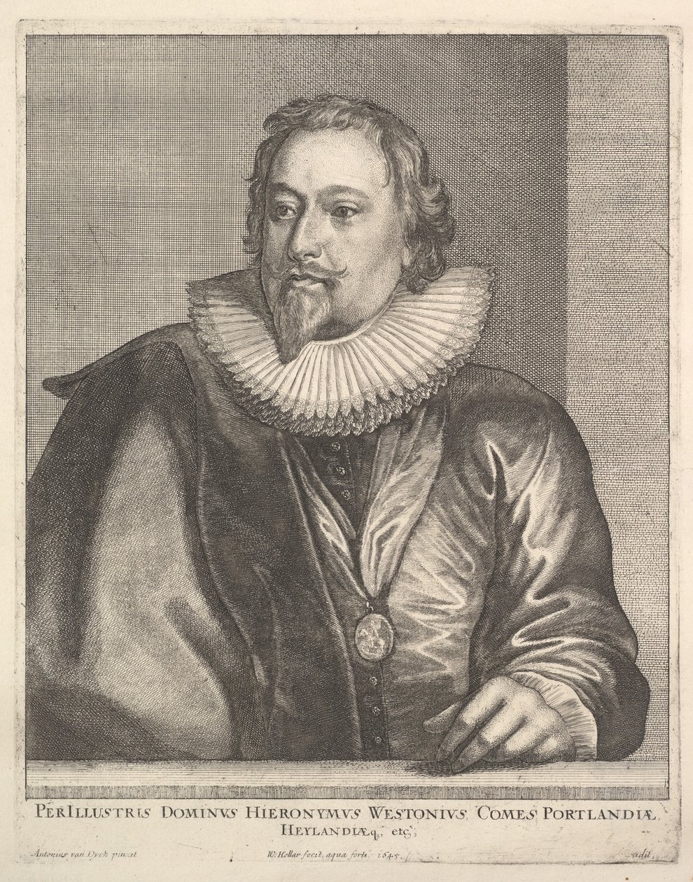 Richard Weston, hrabia Portland, 1645. autorstwa Wenceslaus Hollar