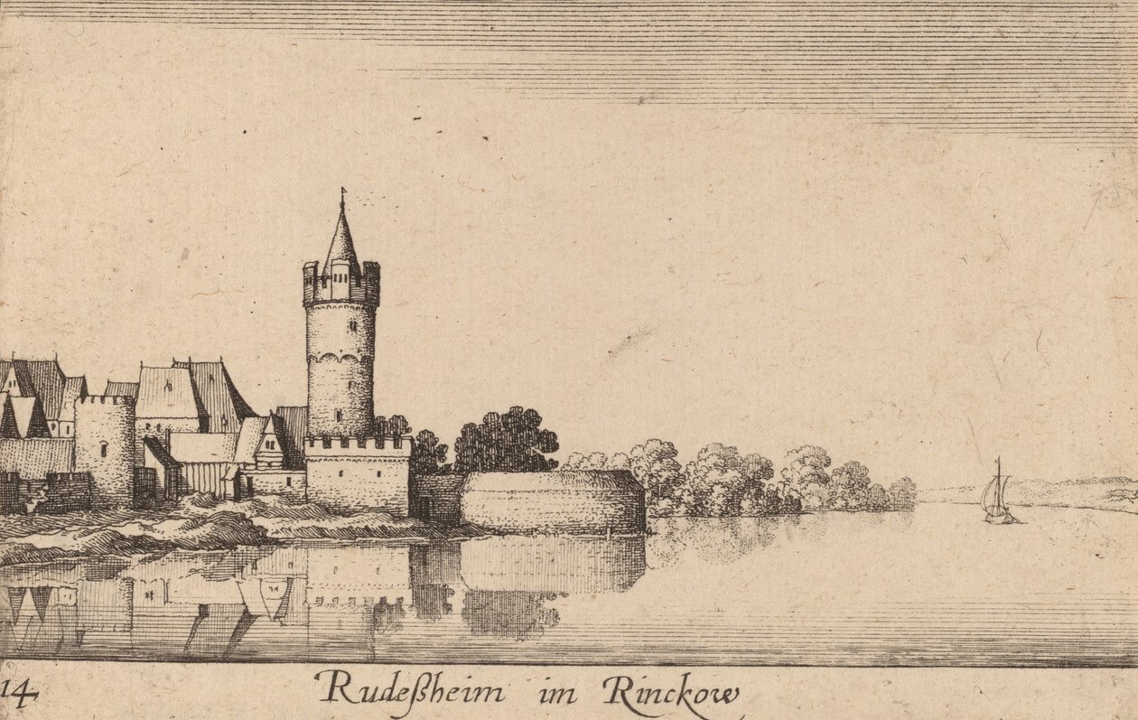 Rudesheim, 1635. autorstwa Wenceslaus Hollar