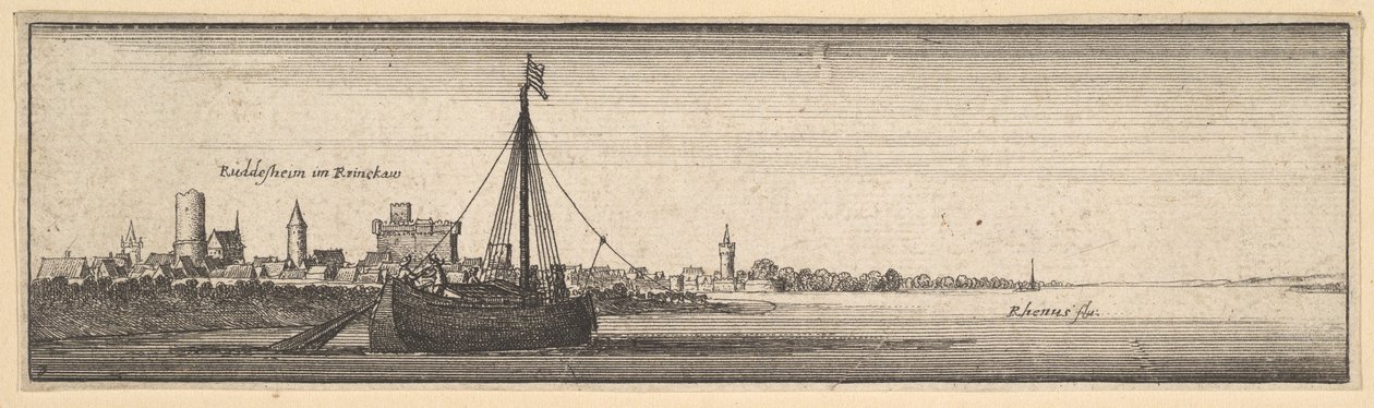 Rüdesheim, 1642-44. autorstwa Wenceslaus Hollar