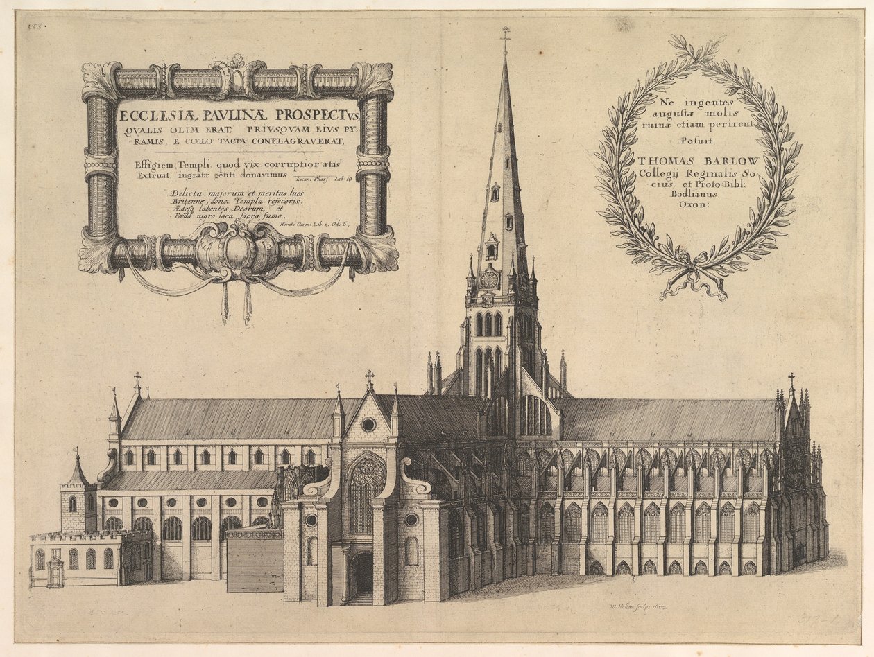 Św. Paweł z południa ukazujący Iglicę Ecclesiae Paulinae Prospectus..., 1657. autorstwa Wenceslaus Hollar