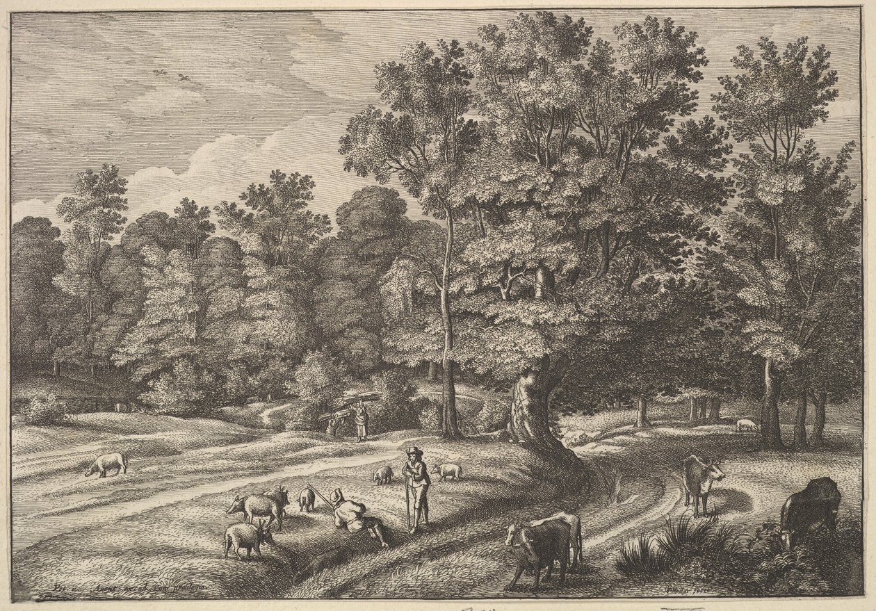 Pasterze w lesie, 1648-50. autorstwa Wenceslaus Hollar