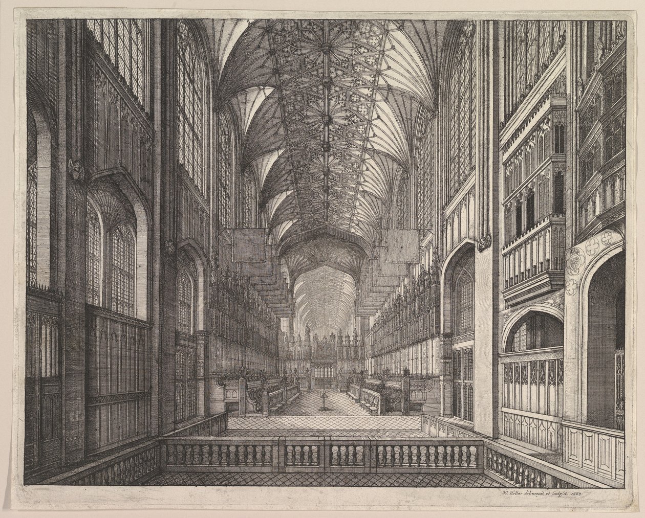 Chór kaplicy św. Jerzego, Windsor, 1663. autorstwa Wenceslaus Hollar
