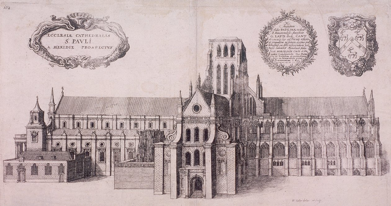 Stara katedra św. Pawła, Londyn, 1656 r autorstwa Wenceslaus Hollar