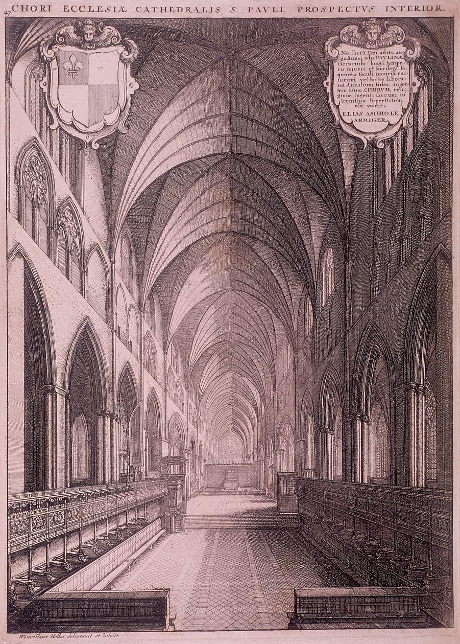 Stara katedra św. Pawła, Londyn, c1658 autorstwa Wenceslaus Hollar