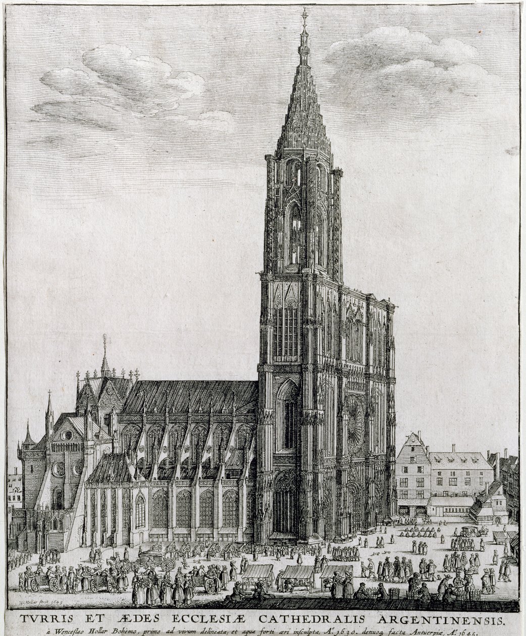 Katedra w Strasburgu, 1645 autorstwa Wenceslaus Hollar