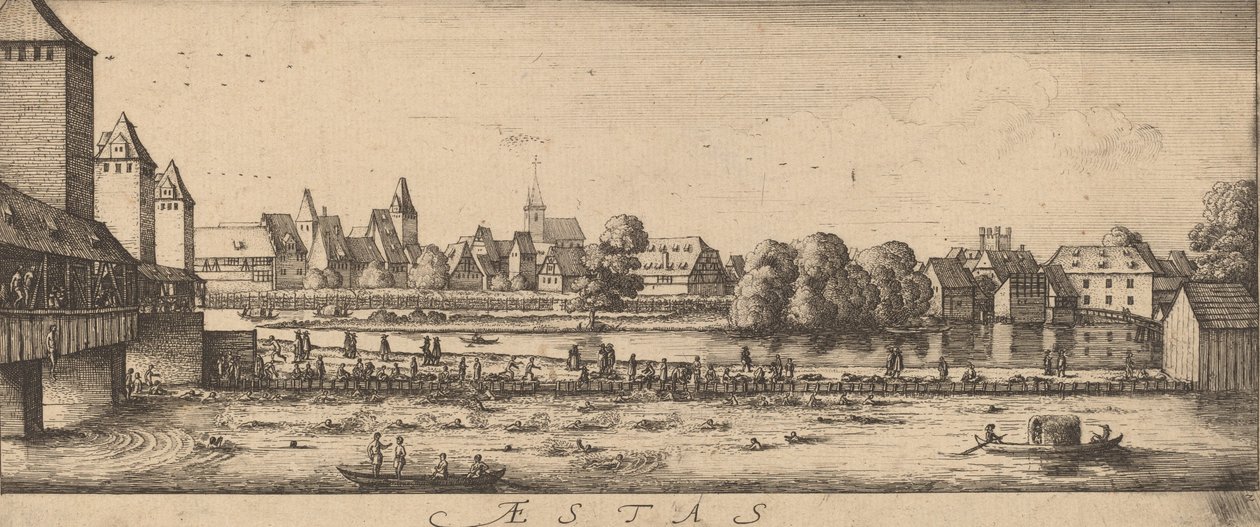 Lato: Kąpielisko, ok. godz. 16281629. autorstwa Wenceslaus Hollar