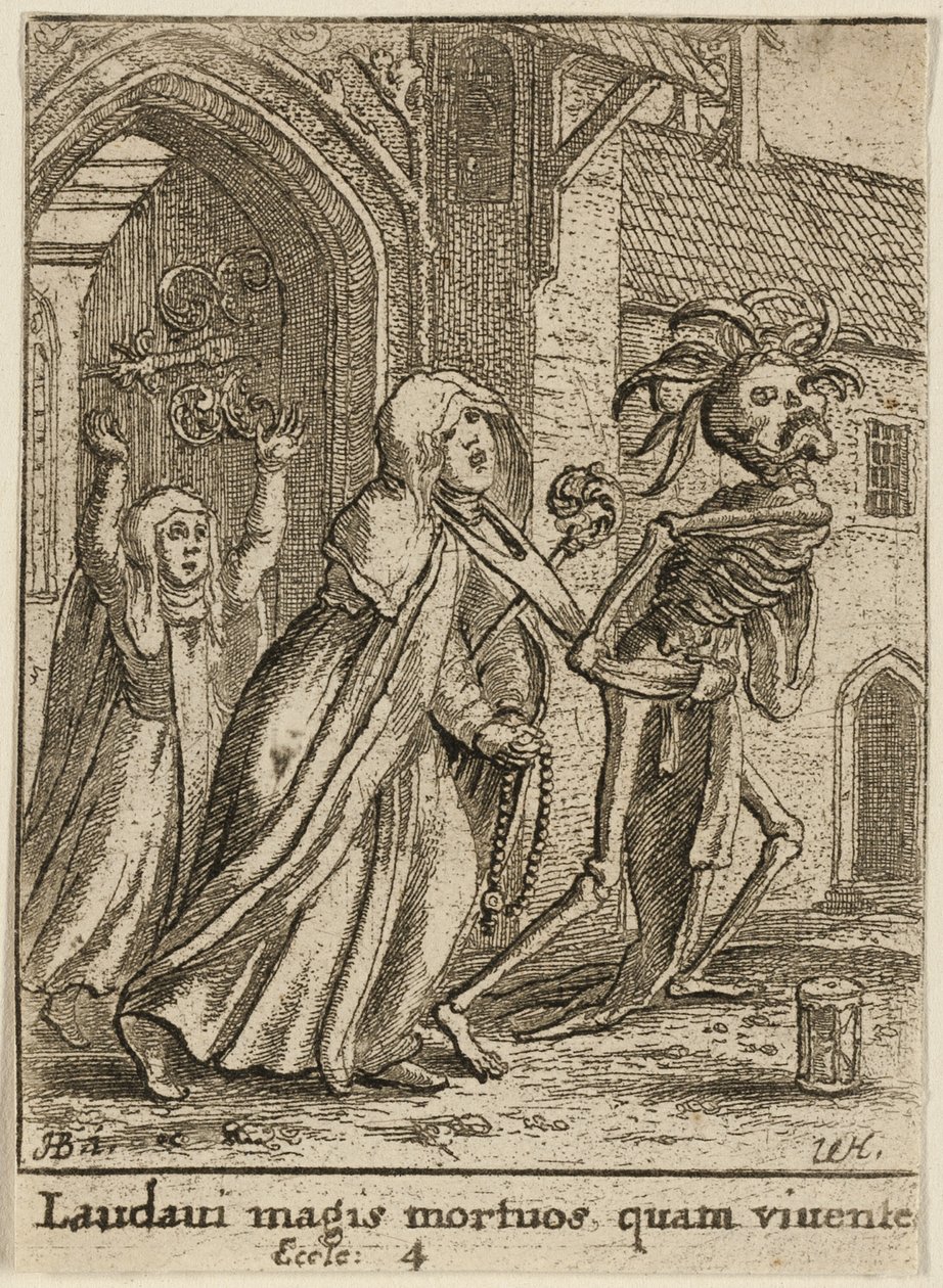 Opatka i śmierć autorstwa Wenceslaus Hollar