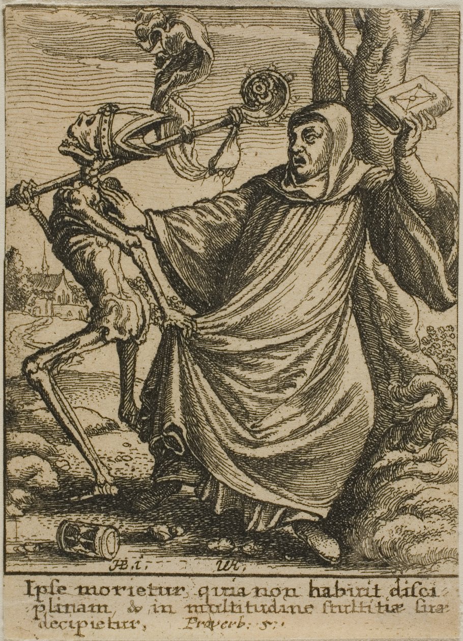 Opat i śmierć autorstwa Wenceslaus Hollar