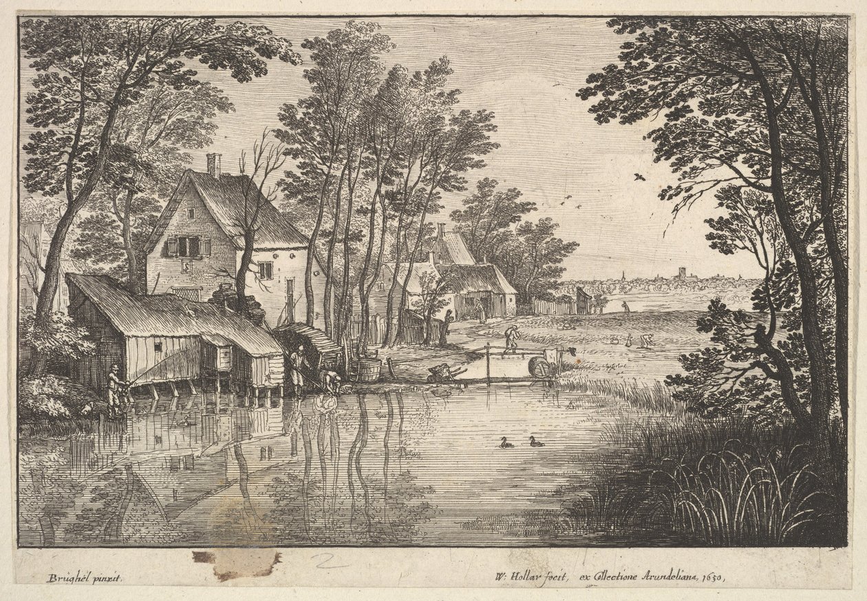 Wędkarz, 1650. autorstwa Wenceslaus Hollar