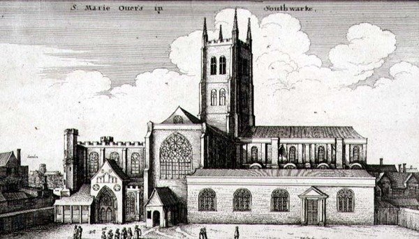 Kościół katedralny św. Zbawiciela i św. Marii Overie, Southwark autorstwa Wenceslaus Hollar