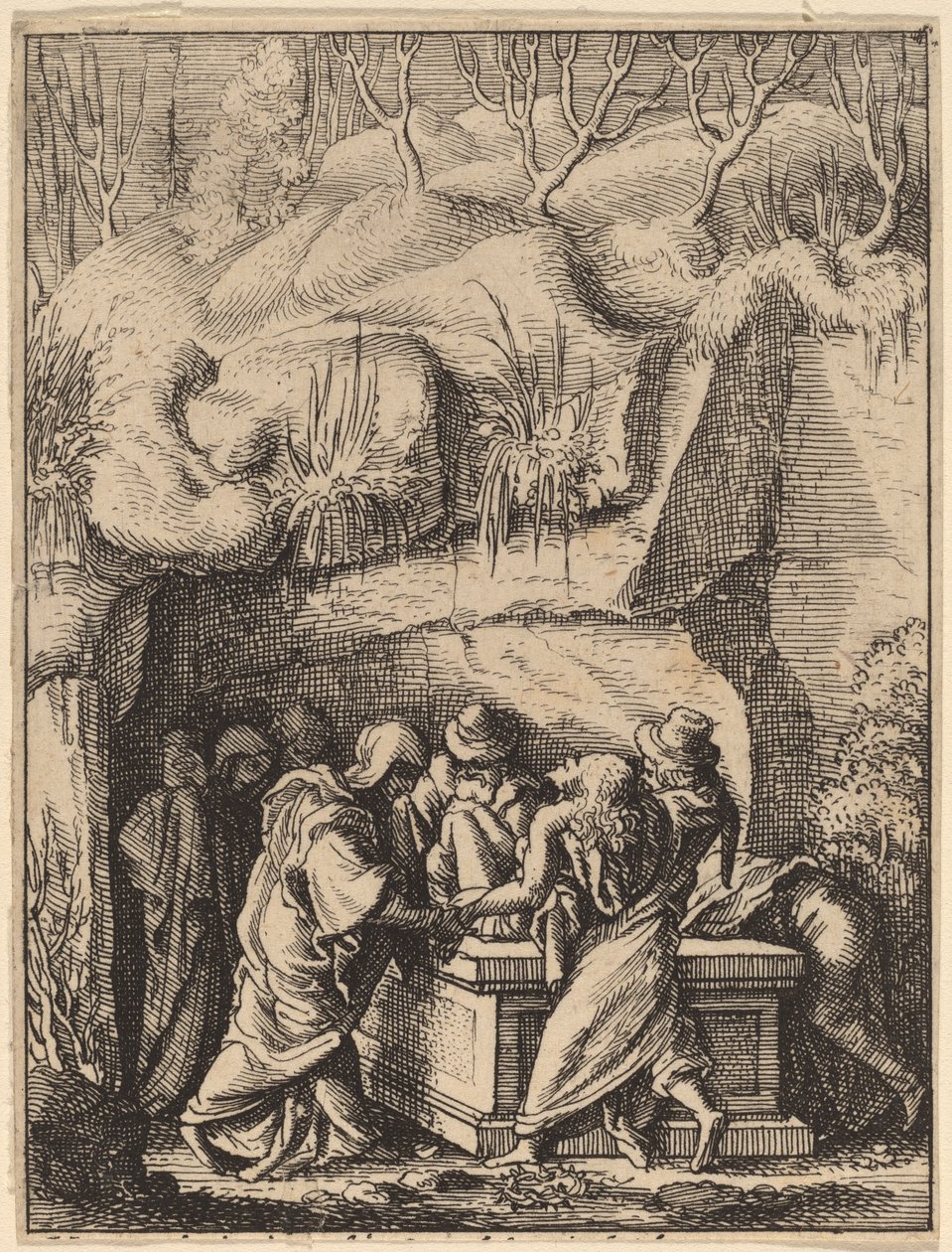 Złożenie do grobu autorstwa Wenceslaus Hollar