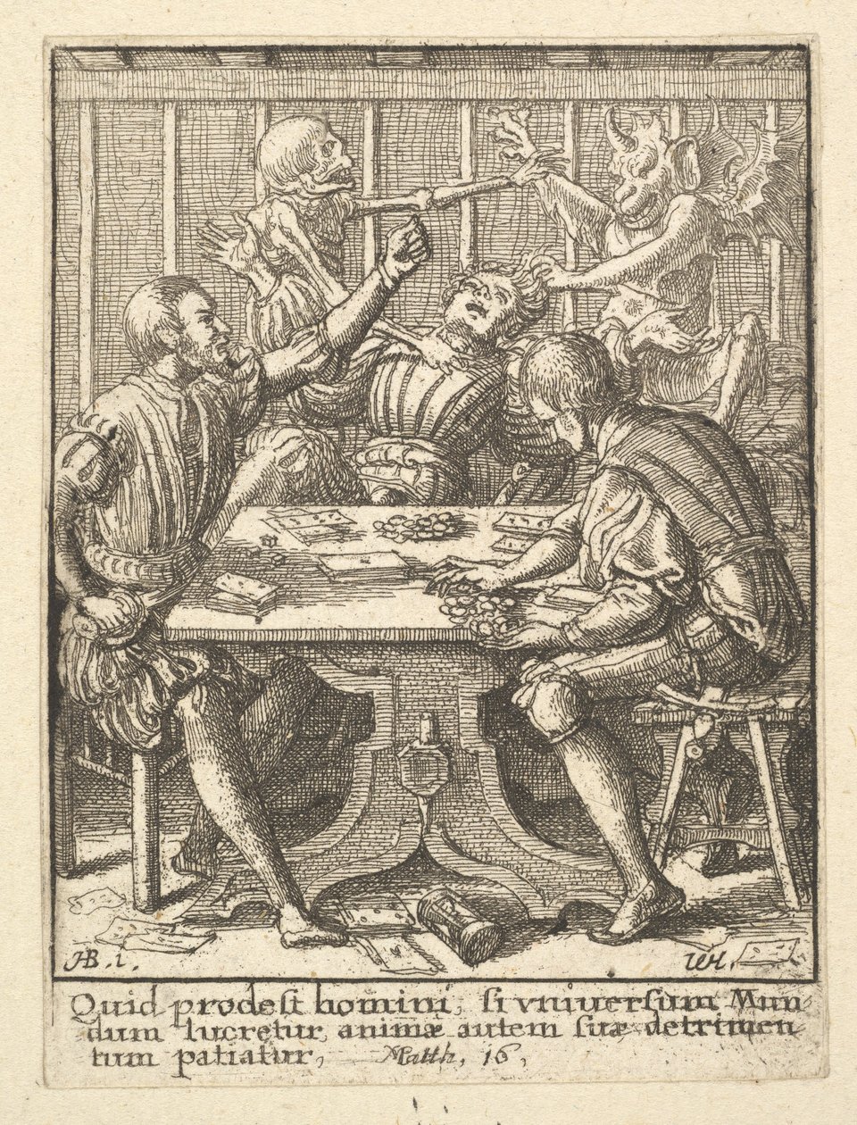 Igrzysk, z Tańca śmierci, 1651. autorstwa Wenceslaus Hollar