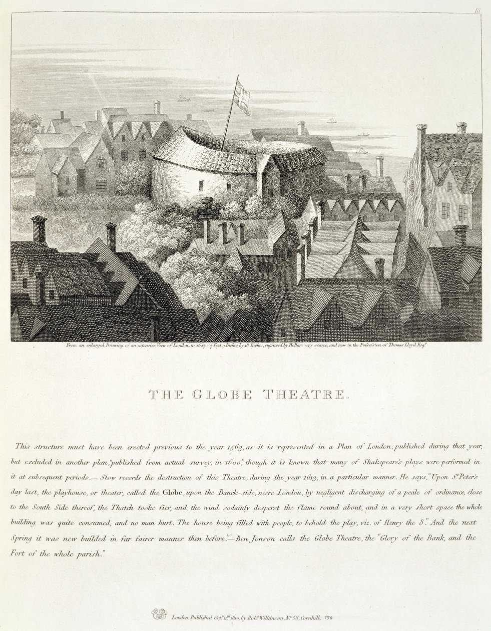 The Globe Theatre, c.1647, wyd. Robert Wilkinson, Londyn, 1810 autorstwa Wenceslaus Hollar