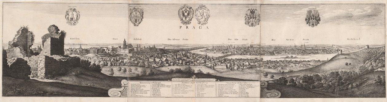 Wspaniały widok na Pragę autorstwa Wenceslaus Hollar