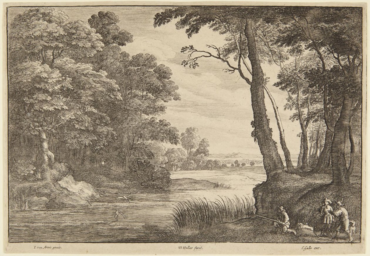 Polowanie na czaplę autorstwa Wenceslaus Hollar