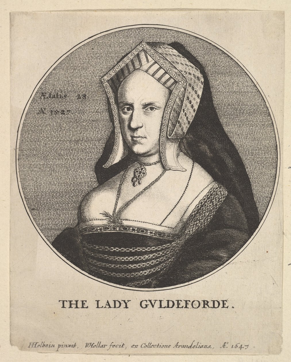 Lady Guldeforde Mary, Lady Guildford, 1647. autorstwa Wenceslaus Hollar