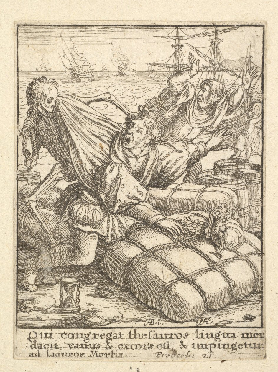 Kupiec, z Tańca śmierci, 1651. autorstwa Wenceslaus Hollar