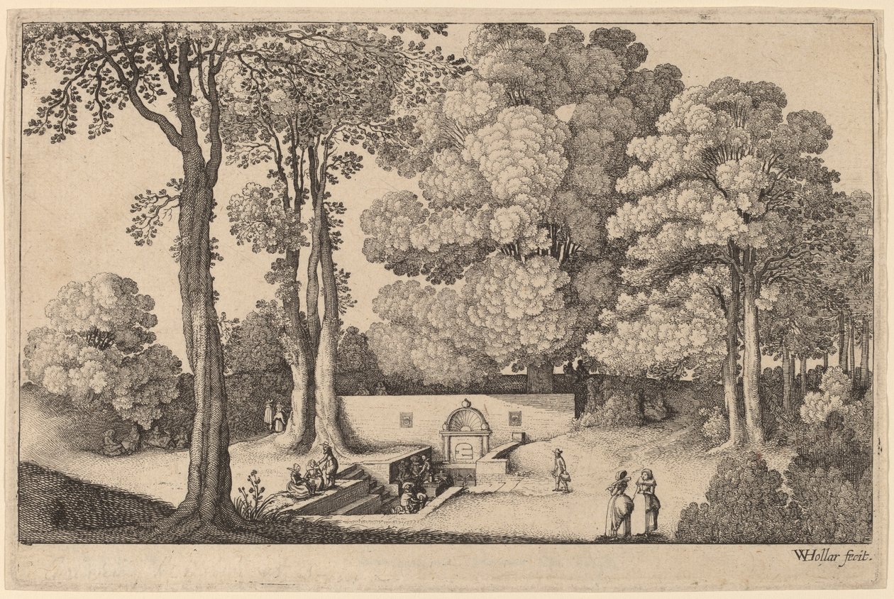 Źródło mineralne autorstwa Wenceslaus Hollar