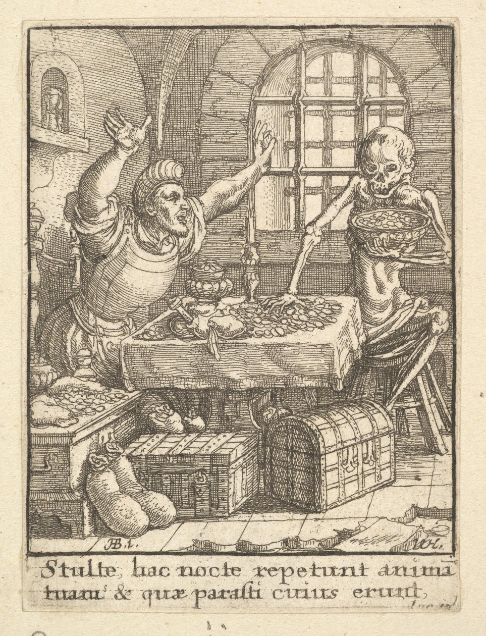 Skąpiec, z Tańca śmierci, 1651. autorstwa Wenceslaus Hollar