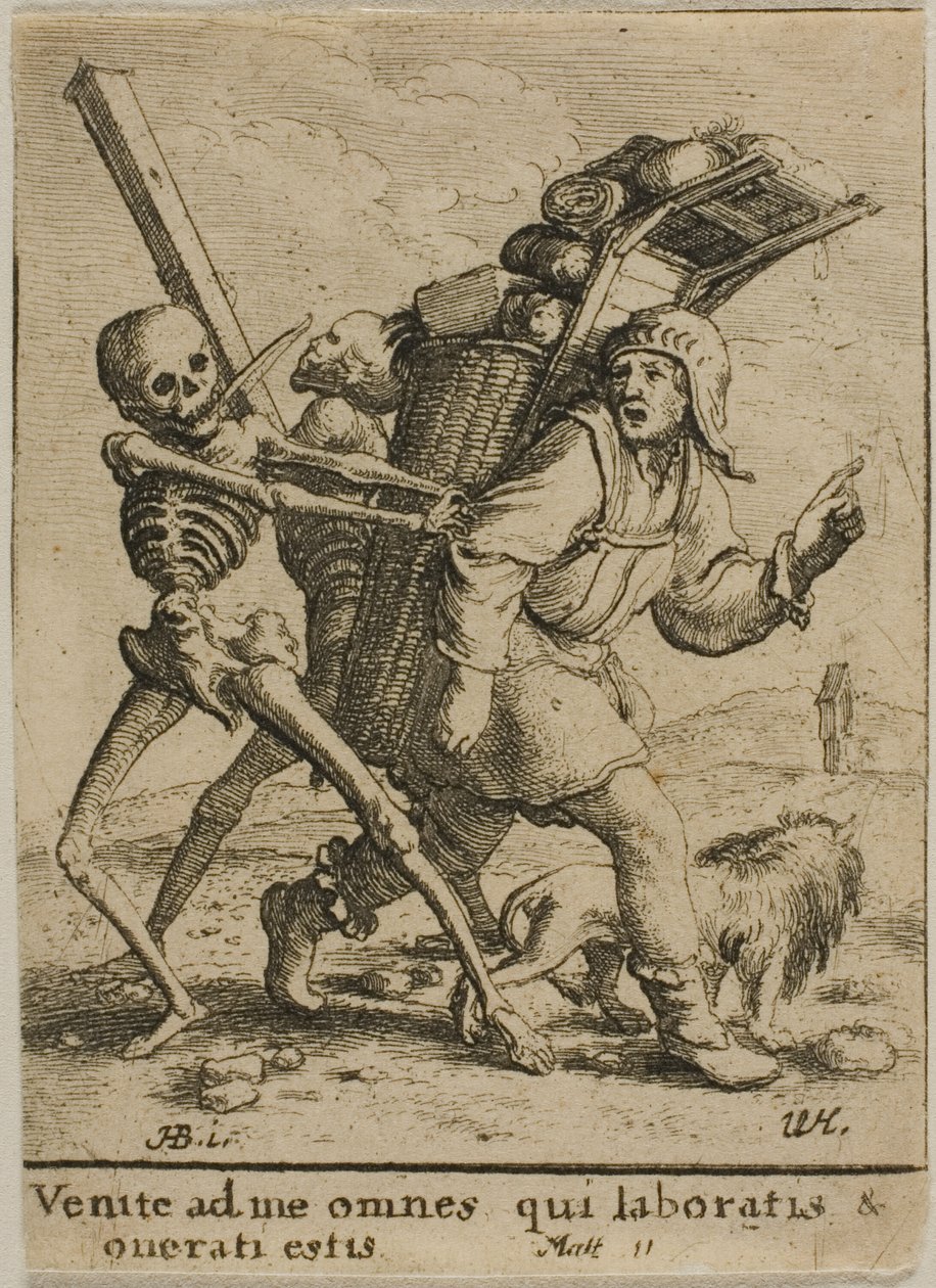 Handlarz i śmierć autorstwa Wenceslaus Hollar