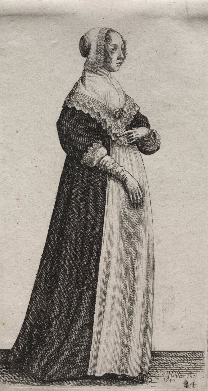 Kilka nawyków angielskich kobiet, od szlachty po wiejskie kobiety…, 1640. autorstwa Wenceslaus Hollar