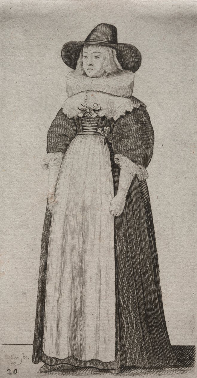 Kilka nawyków angielskich kobiet, od szlachty po wiejskie kobiety…, 1640. autorstwa Wenceslaus Hollar