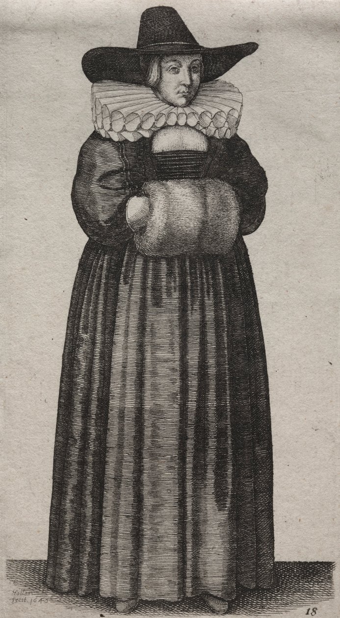 Kilka nawyków angielskich kobiet, od szlachty po wiejskie kobiety…, 1640. autorstwa Wenceslaus Hollar