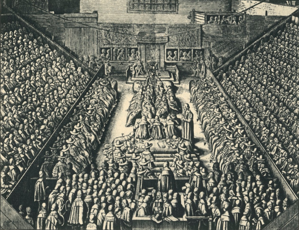 „Proces hrabiego Strafforda w Westminster Hall, 1641”, 1947. autorstwa Wenceslaus Hollar
