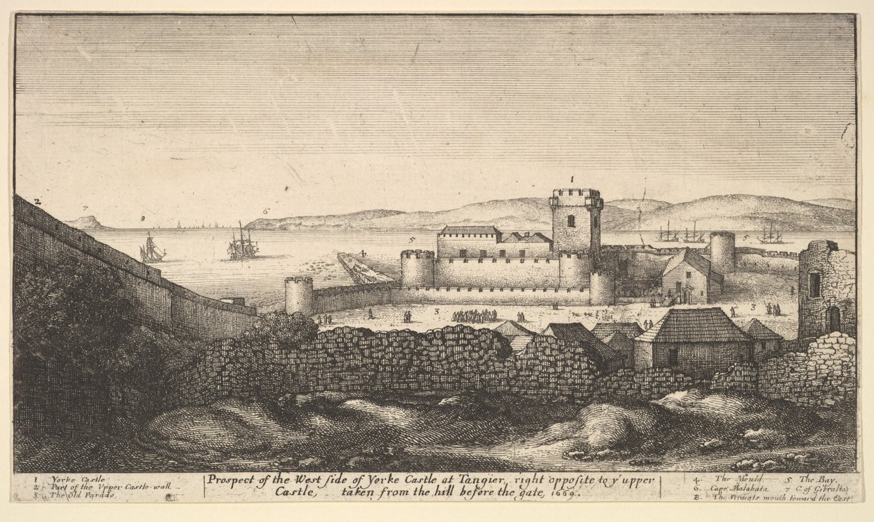 Zachodnia strona zamku Yorke, 1669. autorstwa Wenceslaus Hollar