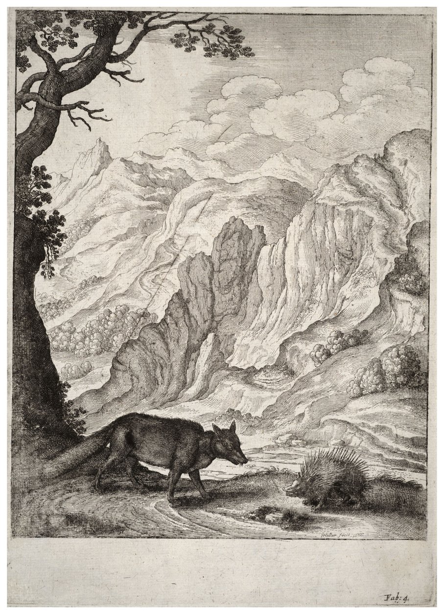 Lis i jeżozwierz. Stan 2 autorstwa Wenceslaus Hollar