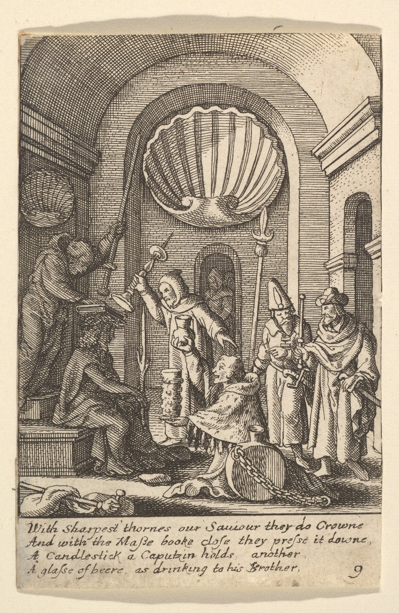 Naśmiewanie się z Chrystusa, 1625-77. autorstwa Wenceslaus Hollar