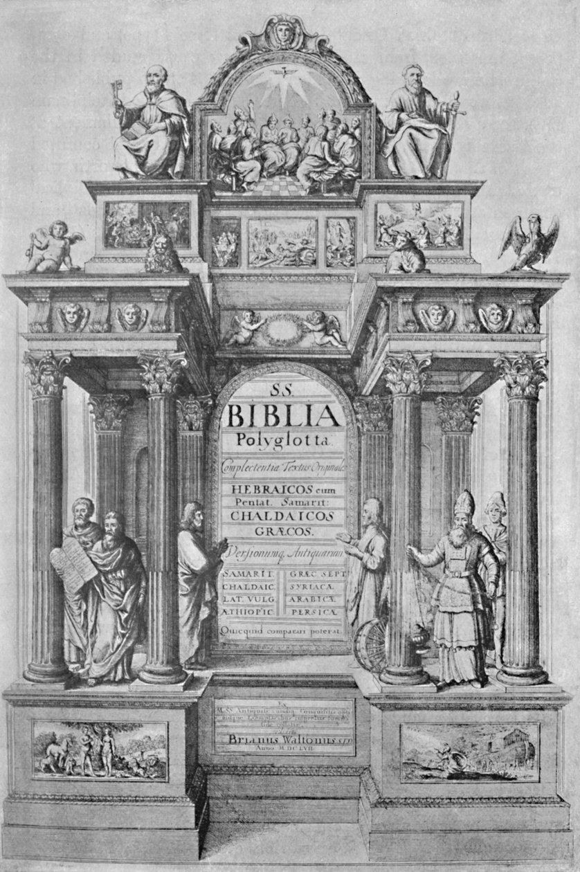 Strona tytułowa Biblii Poliglota Waltonsa, 1657, 1904 autorstwa Wenceslaus Hollar