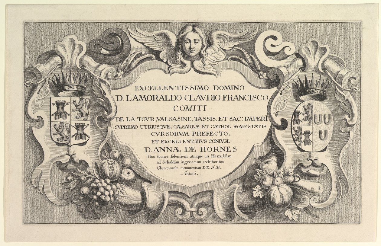 Tytuł wejścia do Hemissem, 1625-77. autorstwa Wenceslaus Hollar