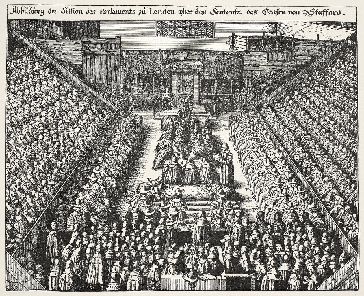 Proces Strafforda, 22 marca 1641 autorstwa Wenceslaus Hollar