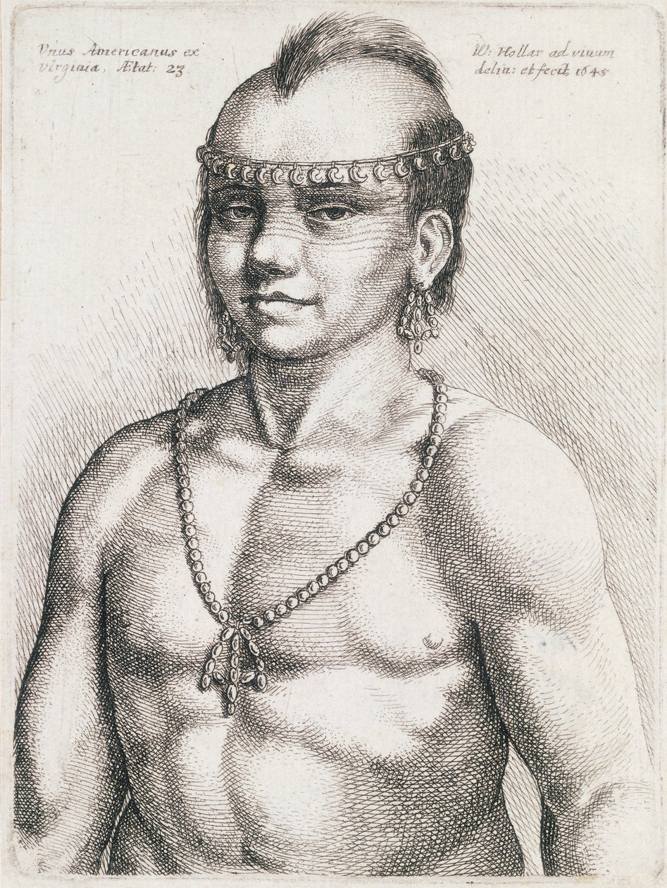Dwudziestotrzyletni Indianin z Wirginii, rycina Wenceslaus Hollar (1607-1677) autorstwa Wenceslaus Hollar