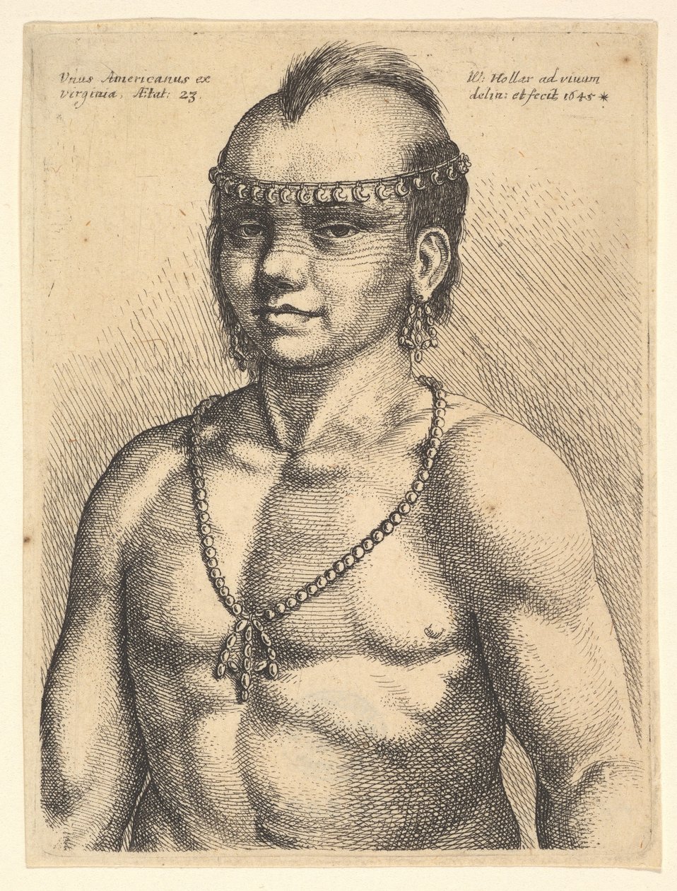 Unus Americanus ex Virginia Amerykanin z Wirginii, 1645. autorstwa Wenceslaus Hollar