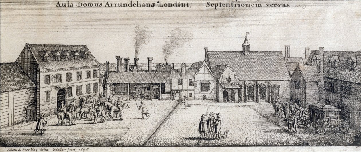 Widok Arundel House, Strand, Londyn, rytowany przez Adama Bierlinga, 1646 autorstwa Wenceslaus Hollar