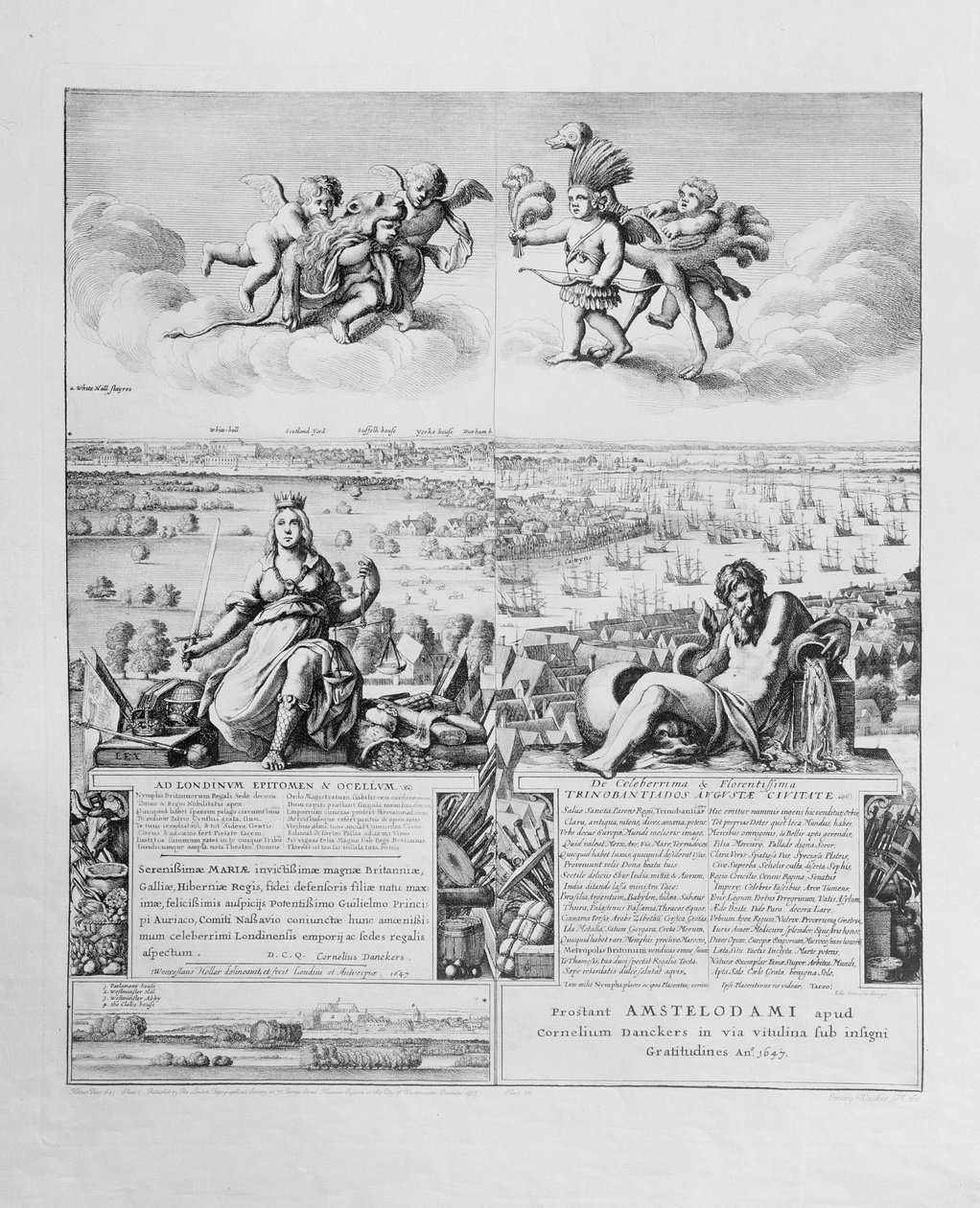 Widok Londynu, wydany w 1647 r. (kopia faksymilowa) (detal) autorstwa Wenceslaus Hollar