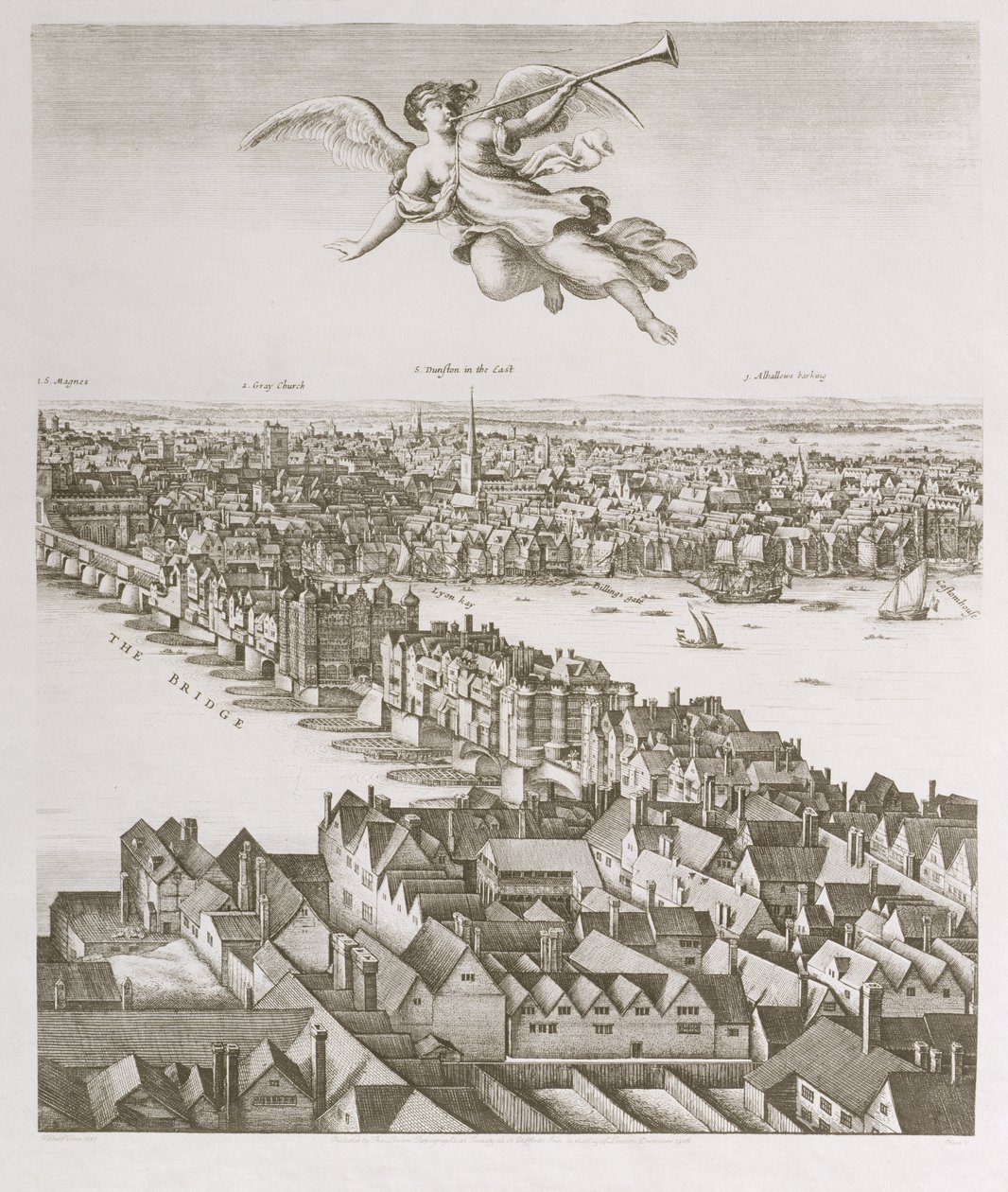 Widok Londynu, opublikowano 1647 (kopia faksymile) (szczegół) autorstwa Wenceslaus Hollar