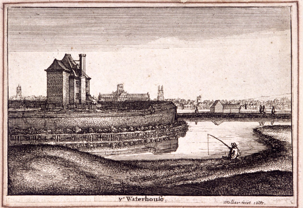 Widok obszaru wokół New River Head, Finsbury, Londyn, 1665 autorstwa Wenceslaus Hollar