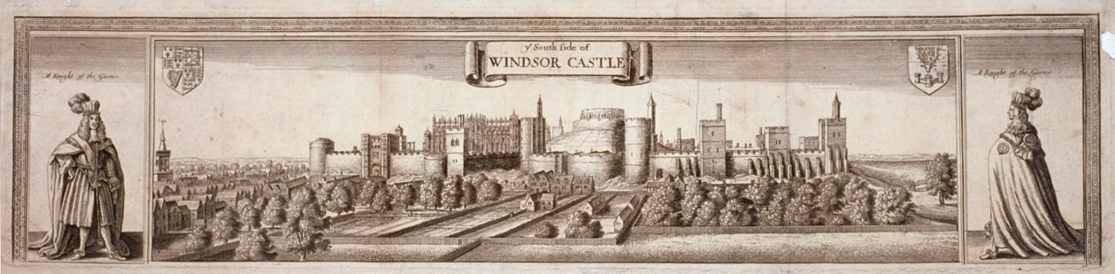 Widok na południową stronę zamku Windsor, Berkshire, c1660 autorstwa Wenceslaus Hollar