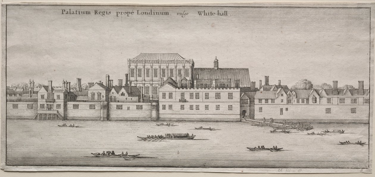 Widoki na Londyn: Whitehall z rzeki autorstwa Wenceslaus Hollar