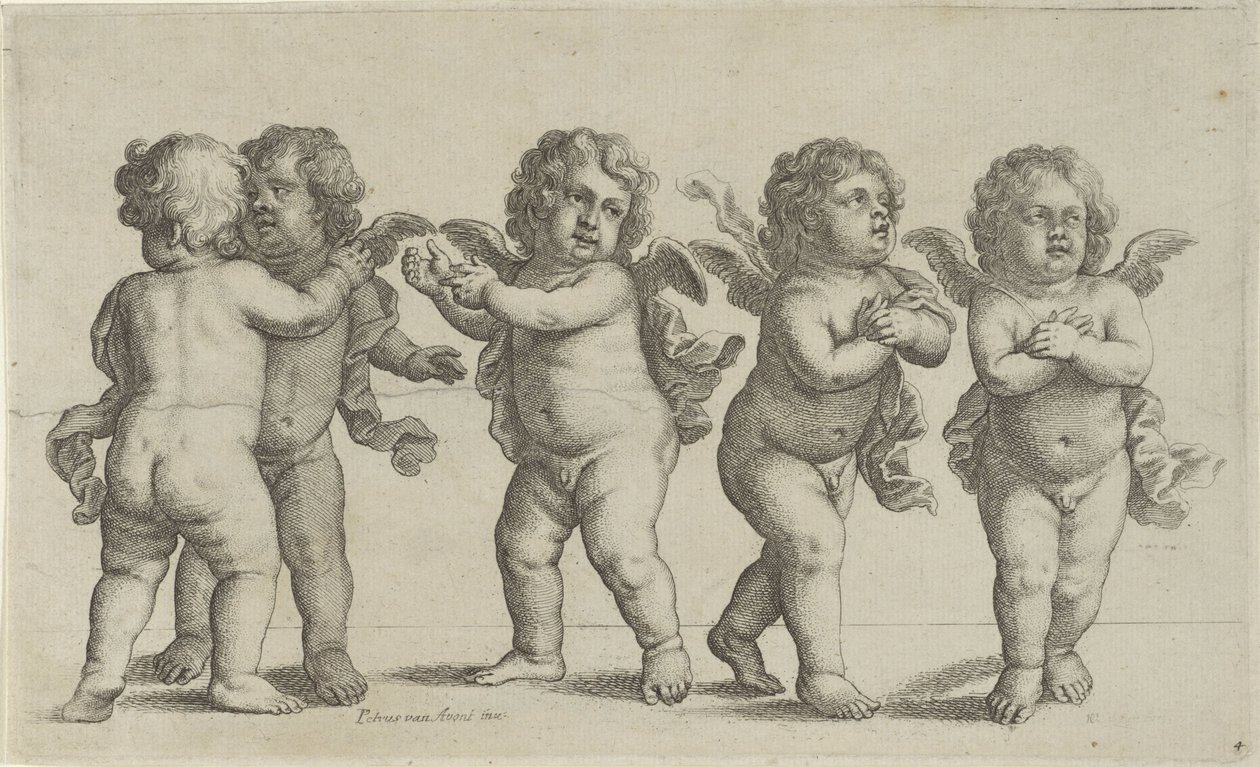 Pięć Cherubinów Pedopaegion (tytuł serii) autorstwa Wenceslaus Hollar