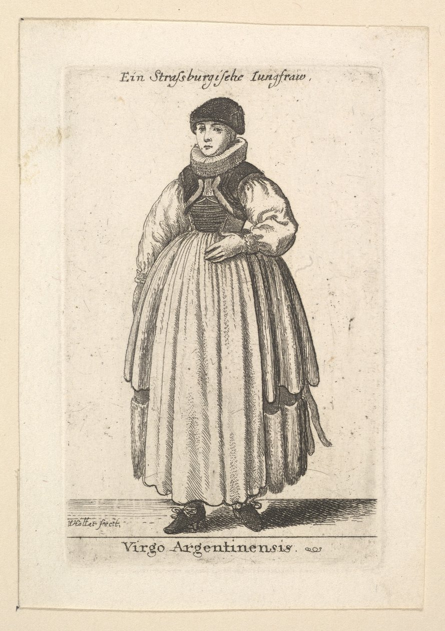 Panna Argentyńska. Niezamężna kobieta ze Strasburga, 1625-77. autorstwa Wenceslaus Hollar