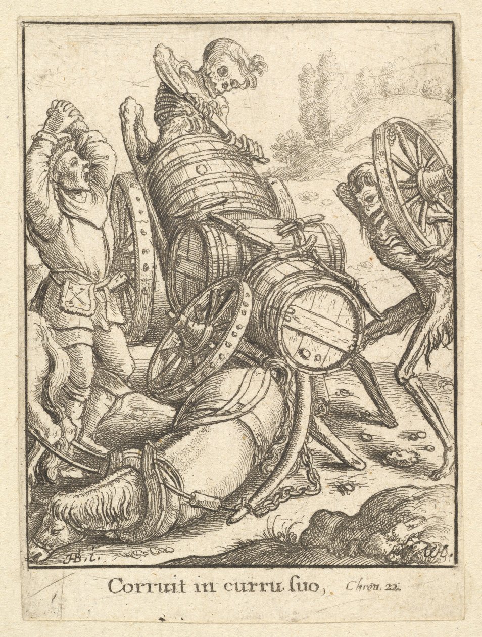 Waggoner, z Tańca śmierci, 1651. autorstwa Wenceslaus Hollar