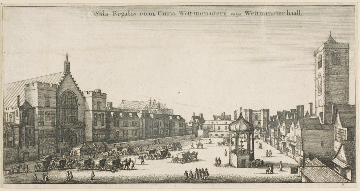 Westminster Hall (Nowe Dziedziniec Pałacowy i Dom Zegarowy) autorstwa Wenceslaus Hollar