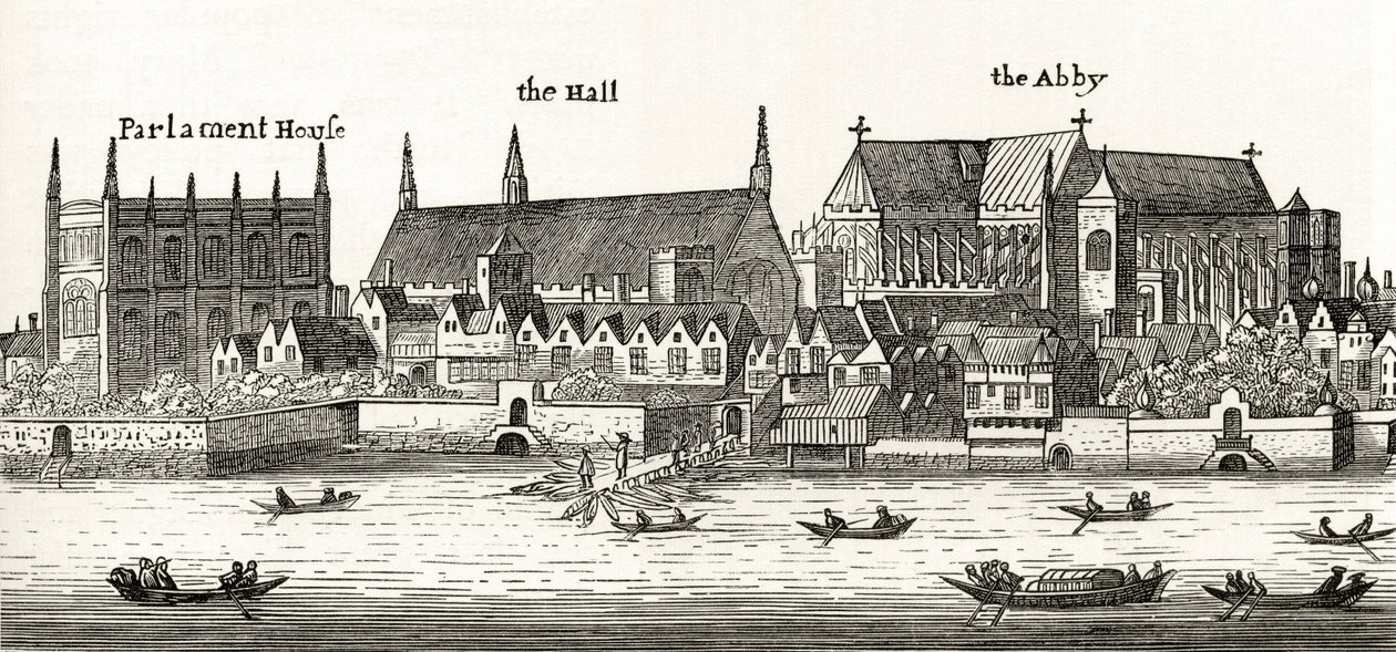 Westminster w 1647 r., z "London Pictures: Drawn with Pen and Pencil", autorstwa Rev. Richarda Lovetta, opublikowanego w 1890 r. autorstwa Wenceslaus Hollar