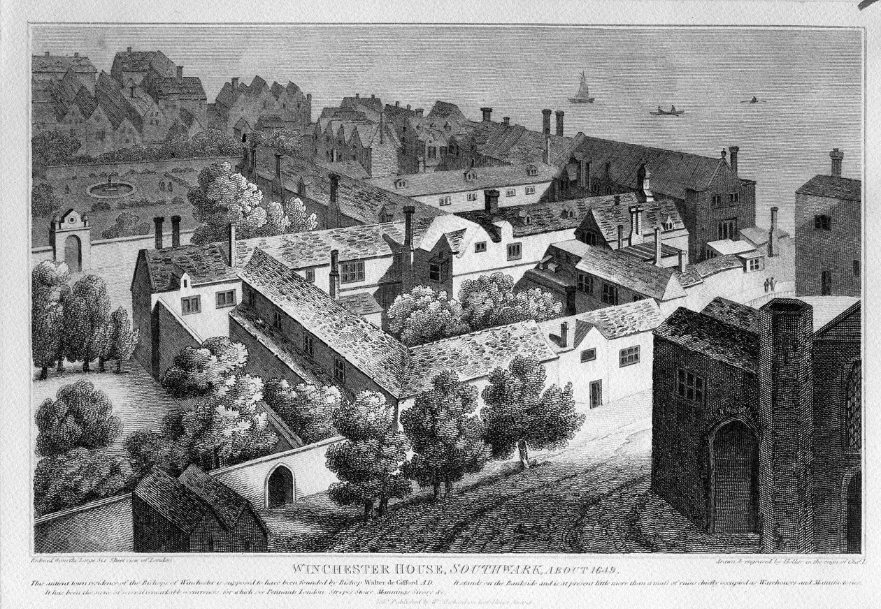 Winchester House, Southwark ok. 1649 r., wydana w 1812 r. autorstwa Wenceslaus Hollar