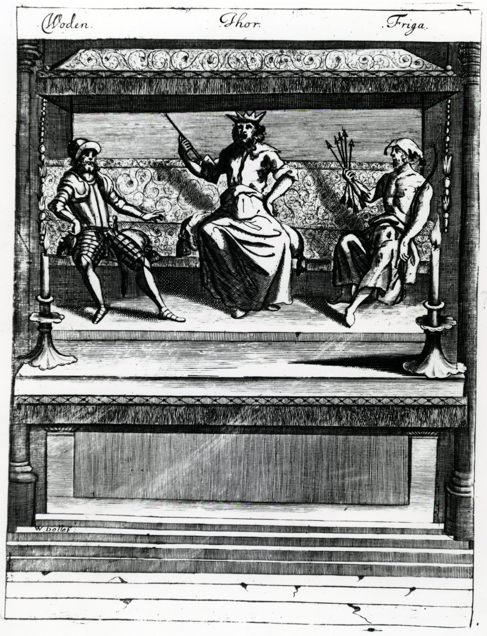 Woden, Thor i Friga autorstwa Wenceslaus Hollar