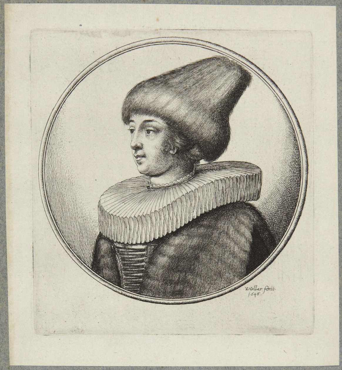 Kobieta w spiczastej futrzanej czapce autorstwa Wenceslaus Hollar